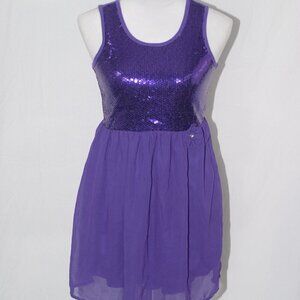 Sequin EUC Large 10-12 Purple Dress George Girls Tank Top Sleeveless Formal